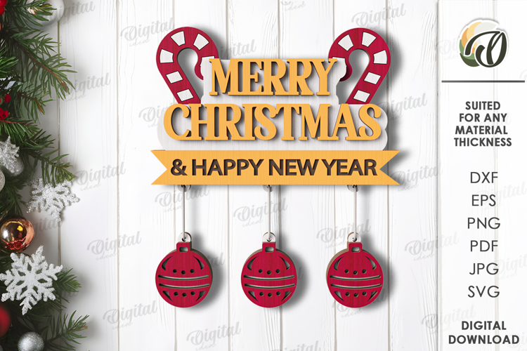 Vintage Christmas Wall Decor Lasercut. Christmas Decor SVG