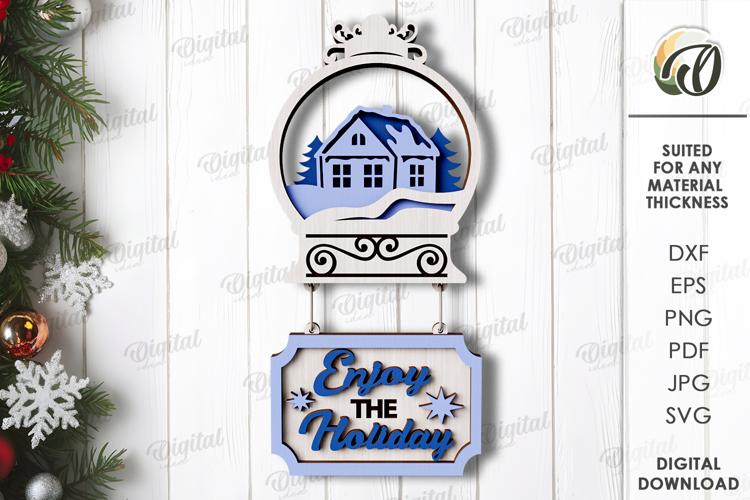 Vintage Christmas Wall Decor Lasercut. Christmas Decor SVG