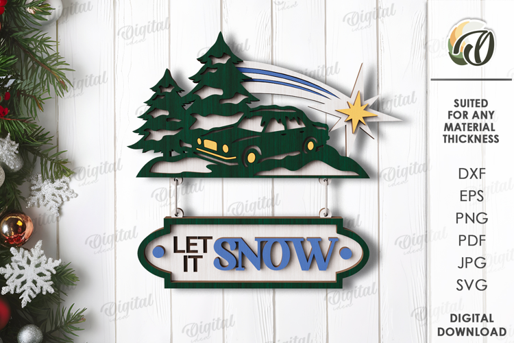 Vintage Christmas Wall Decor Lasercut. Christmas Decor SVG