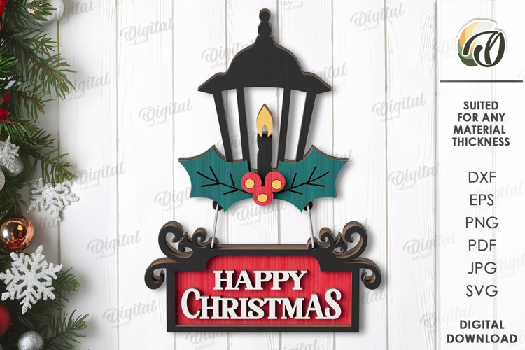 Vintage Christmas Wall Decor Lasercut. Christmas Decor SVG