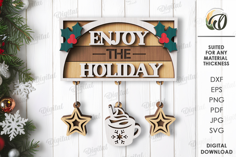 Vintage Christmas Wall Decor Lasercut. Christmas Decor SVG
