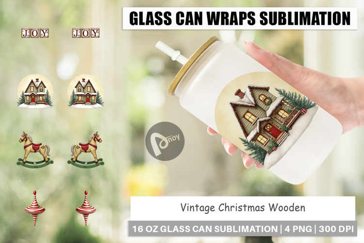 Christmas Wooden Toys Glass Can