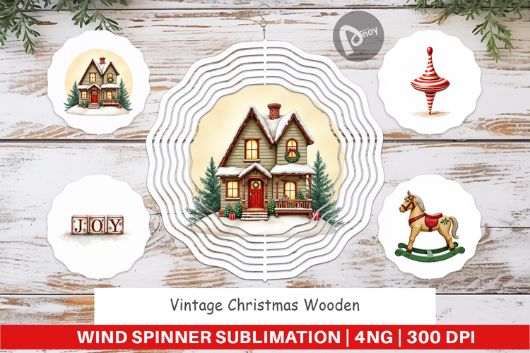 Christmas Wooden Toys Wind Spinner