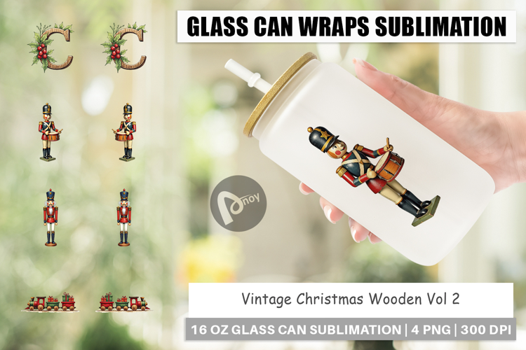 Christmas Wooden Toys Glass Can