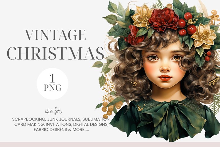 Watercolor Christmas Girl Clipart