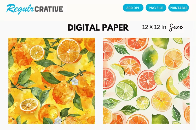 Vintage Citrus Digital Paper