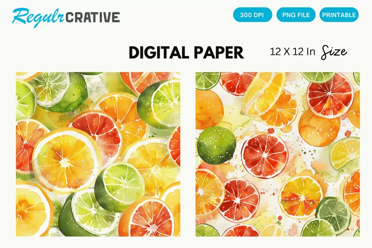 Vintage Citrus Digital Paper