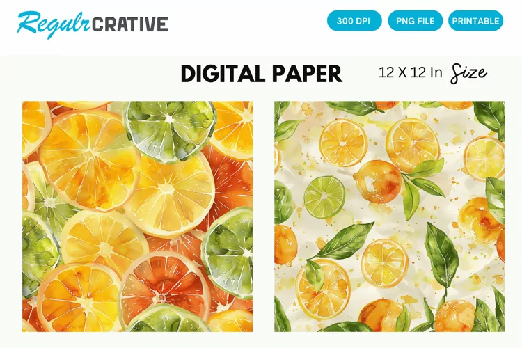 Vintage Citrus Digital Paper