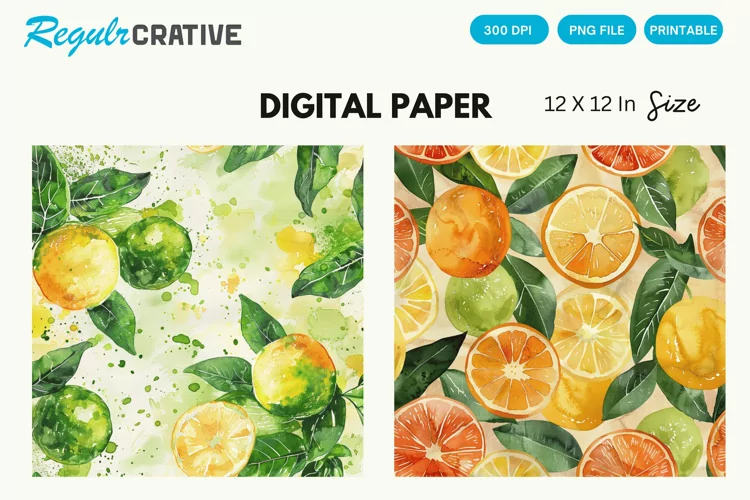 Vintage Citrus Digital Paper