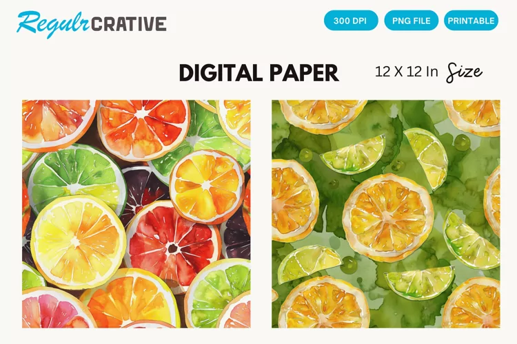 Vintage Citrus Digital Paper