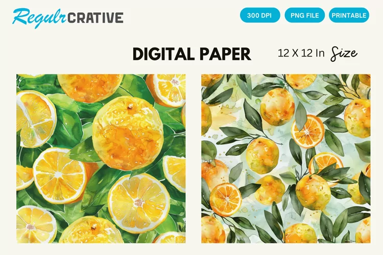 Vintage Citrus Digital Paper