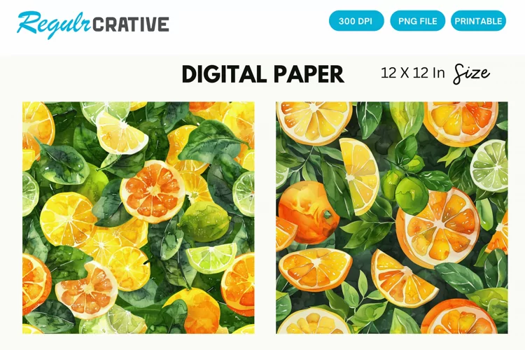 Vintage Citrus Digital Paper