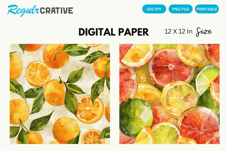 Vintage Citrus Digital Paper