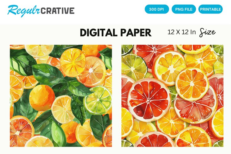 Vintage Citrus Digital Paper