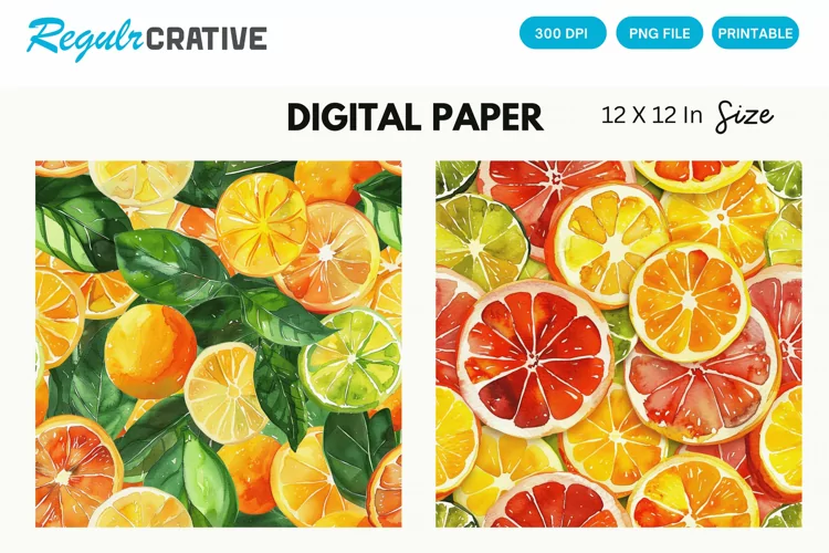 Vintage Citrus Digital Paper