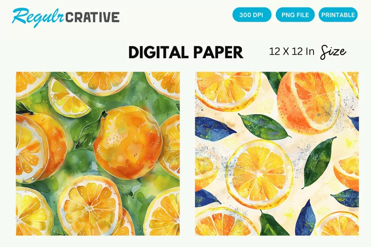 Vintage Citrus Digital Paper