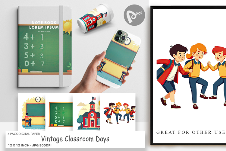 Digital Paper Vintage Classroom