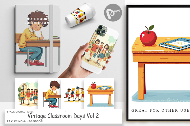 Digital Paper Vintage Classroom