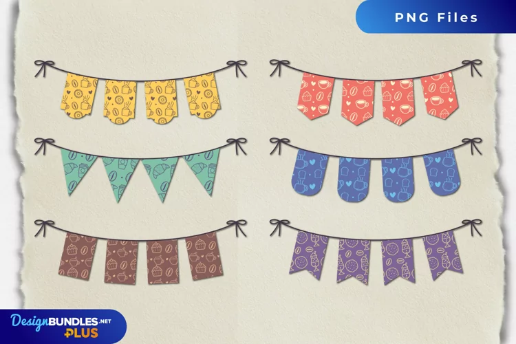 Vintage Coffee and Bread Bunting Banner Set