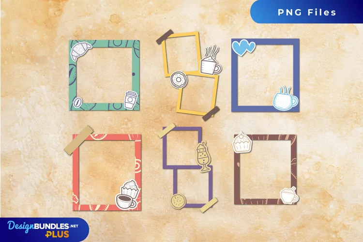 Scrapbooking Vintage Coffee and Bread Frames Set