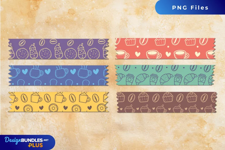 Vintage Coffee and Bread Patterned Tape