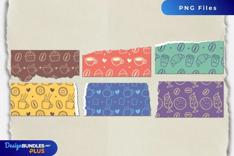 Vintage Coffee and Bread Torn Paper - Scrapbooking PNG