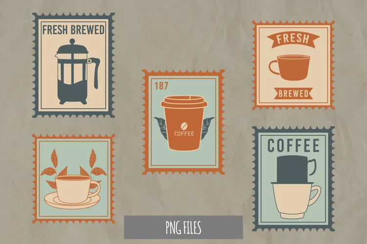 Vintage Coffee Postage for Scrapbook Clipart