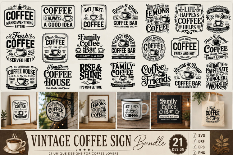 Vintage Coffee Sign SVG Bundle