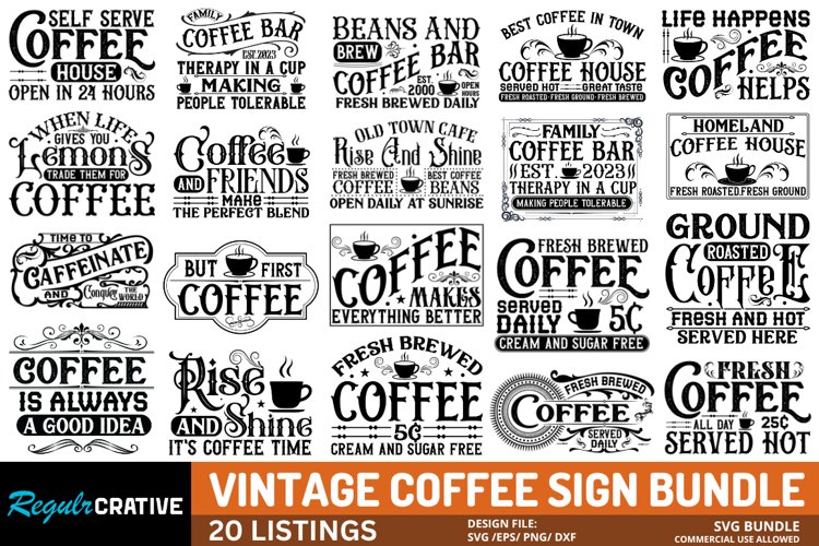 Vintage Coffee Sign Svg Bundle, Funny Coffee SVG Bundle