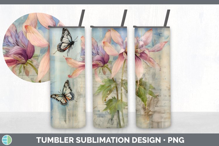 Vintage Columbine Flowers Tumbler | Sublimation 20 oz Skinny