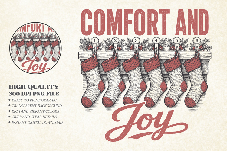 Vintage Comfort And Joy Christmas Design, Comfort And Joy