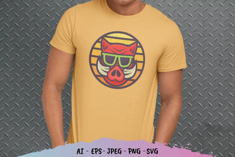 Vintage Cool Boar SVG