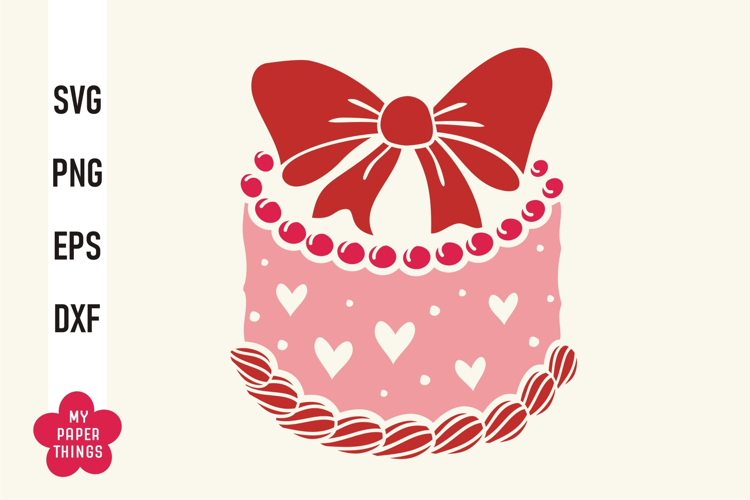 Vintage Coquette Cake With Bow Svg Png, Birthday Cake svg