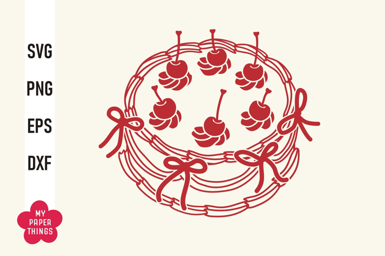 Vintage Coquette Cake With Bows And Cherries Svg Png