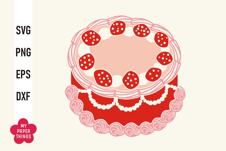 Vintage Coquette Cake With Strawberries Svg Png, Retro Svg