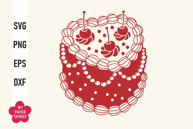 Vintage Coquette Heart Cake With Cherries Svg Png, Retro svg