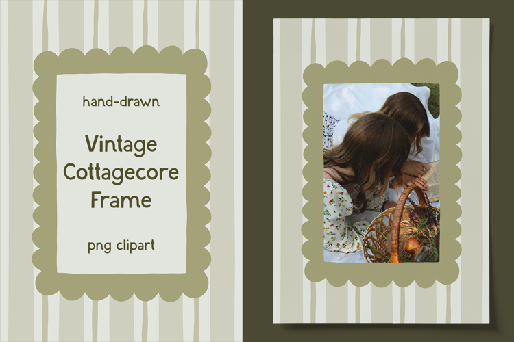 Vintage Folk Cottagecore Wedding Frame PNG Clipart