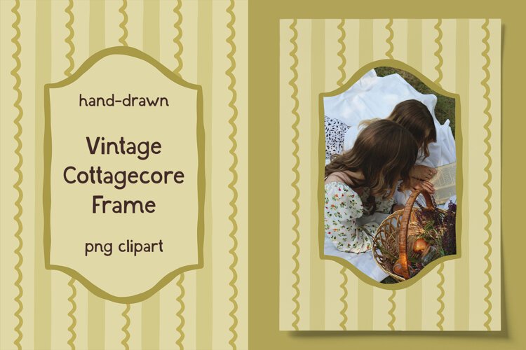 Hand Drawn Vintage Cottagecore Frame PNG Clipart example image 1