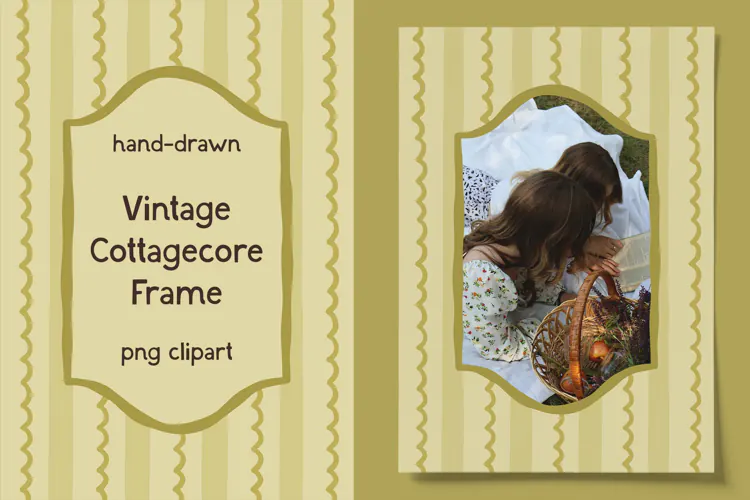 Hand Drawn Vintage Cottagecore Frame PNG Clipart
