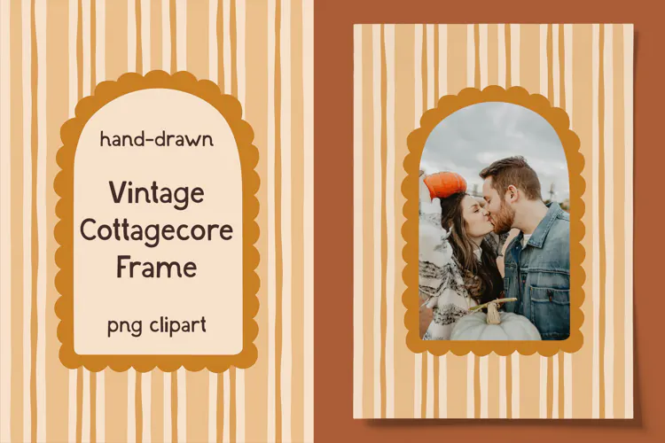 Hand Drawn Vintage Cottagecore Arch Photo Frame