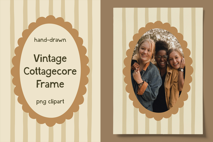 Hand Drawn Vintage Oval Cottagecore Wedding Frame PNG