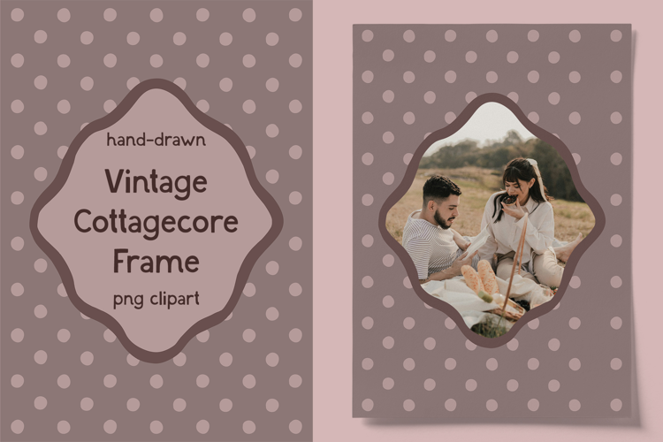Hand Drawn Vintage Cottagecore Wedding Frame PNG
