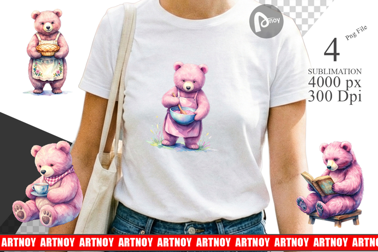 Cottagecore Bear Baking Sublimation