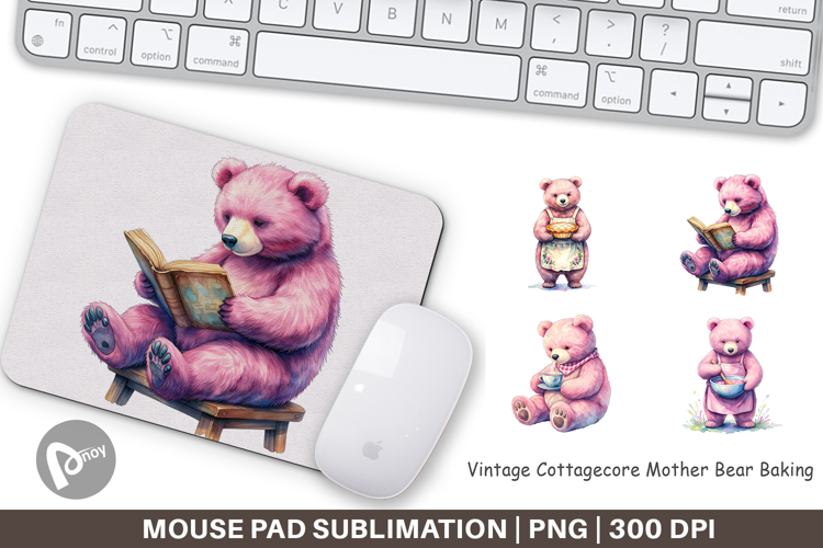 Cottagecore Bear Baking Mouse Pad