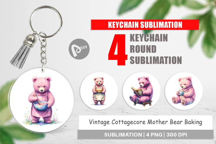 Cottagecore Bear Baking Keychain