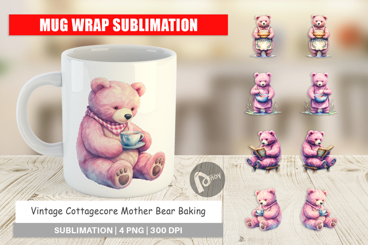 Cottagecore Bear Baking Mug Wrap