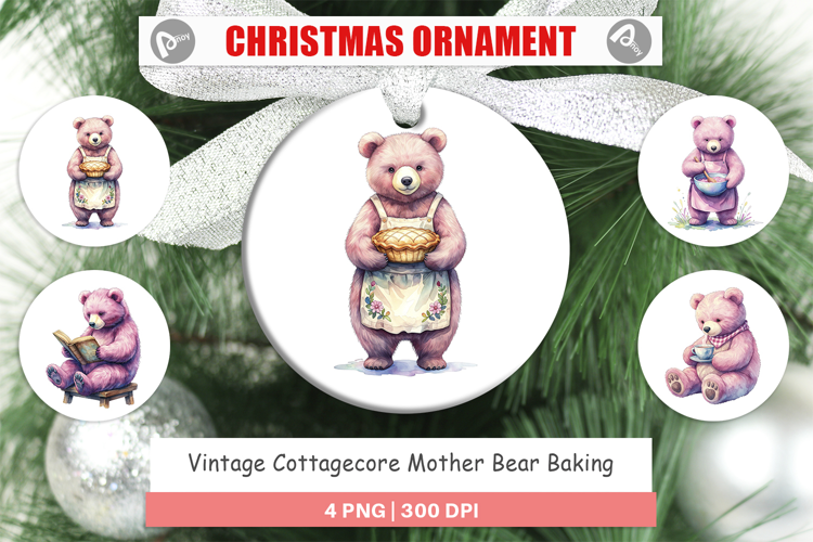 Cottagecore Bear Baking Ornament