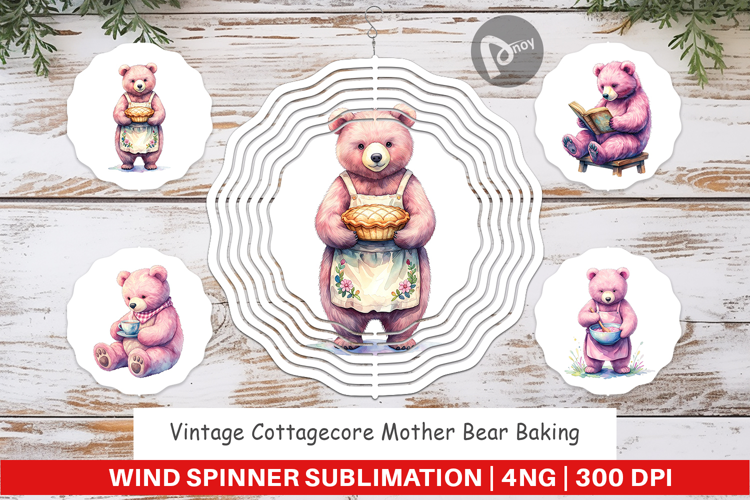 Cottagecore Bear Baking Wind Spinner