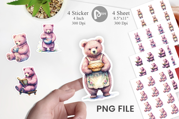 Cottagecore Bear Baking Sticker
