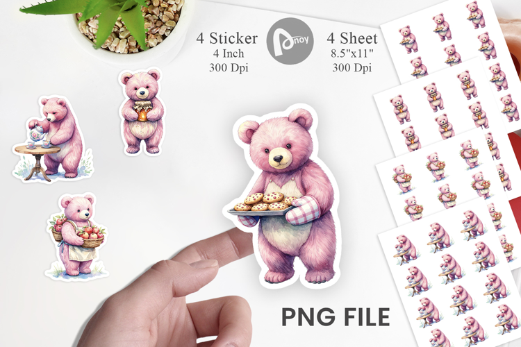 Cottagecore Bear Baking Sticker